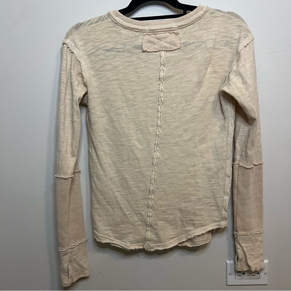 We the Free Phoebe Henley Long Sleeve Top with Exposed Seams Boho Spring - Picture 6 of 9